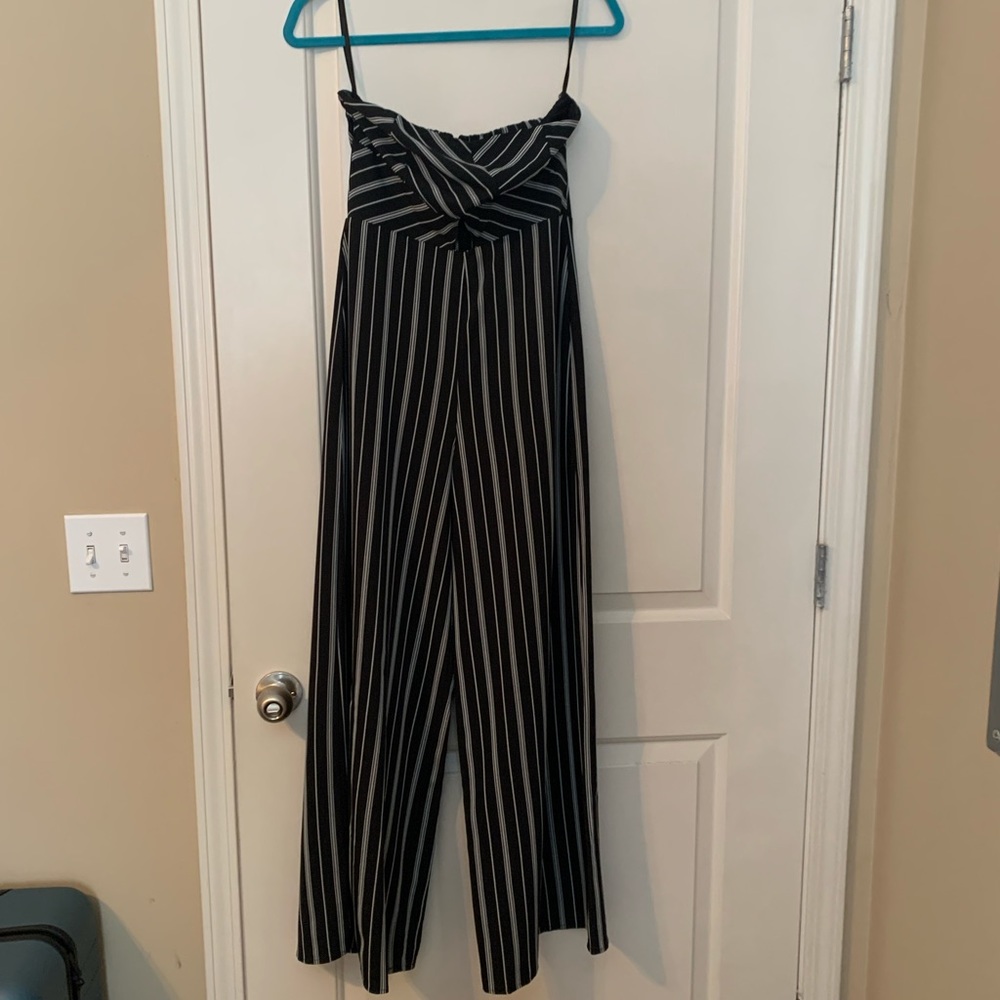 Strapless striped jumpsuit